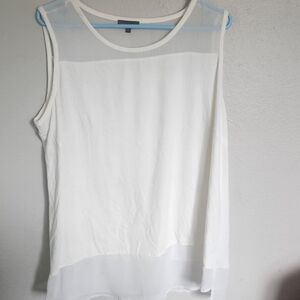 Vince Comuto High Low Elegant White Sleeveless Top 2x